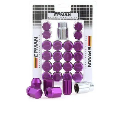 Nakrętki M12x1.25 Alu 34mm EPMAN Purple Stożek Zabezpieczające