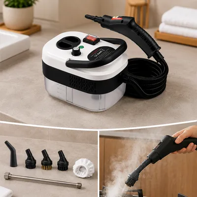 Myjka parowa 2500 w biała parownica czyścik urządzenie czyszczące zasilane do mycia czyszczenia kuchni łazienki różnych powierzchni