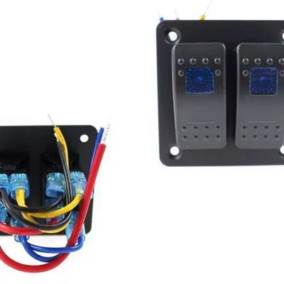 Włącznik panel Alu, ON/OFFx2 Blue