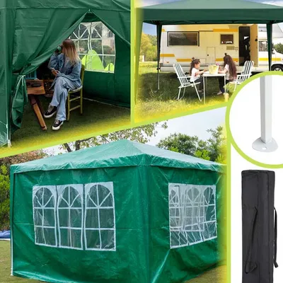Pawilon ogrodowy 3x3m altana namiot handlowy 4 ścianki boczne zamykany zielony