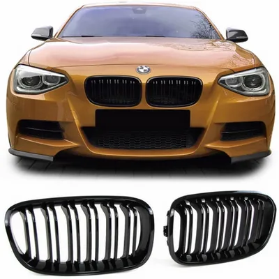 Grill sportowy podwójne żeberka Gloss Black  BMW 1 (F20, F21) Hatchback przed liftem 2011-2015