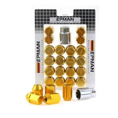Nakrętki M12x1.25 Alu 34mm EPMAN Gold Stożek Zabezpieczające
