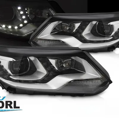 Lampy Przednie Reflektory VW Tiguan I 2011–2015 DRL LED Black – Komplet L+P