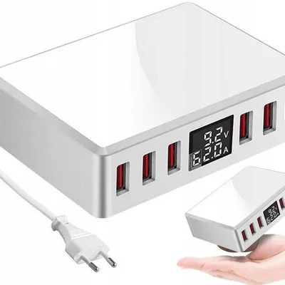 Szybka ładowarka sieciowa 6x usb qc3.0 lcd 40w