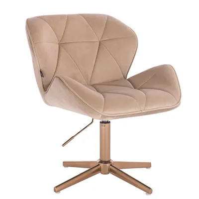 FOTEL HR111CROSS LATTE WELUR ZŁOTA PODSTAWA