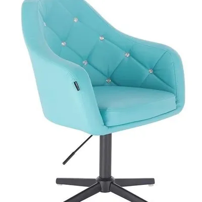 FOTEL HR830 TURKUSOWA SKÓRA CROSS CZARNY MAT