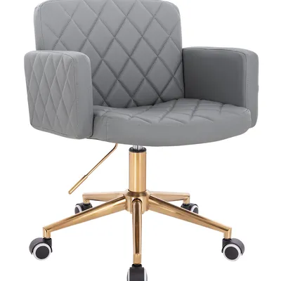 FOTEL HR802K SZARY ZŁOTA PODSTAWA