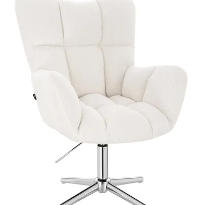 FOTEL HR650CROSS KREMOWY BARANEK CHROMOWANA PODSTAWA