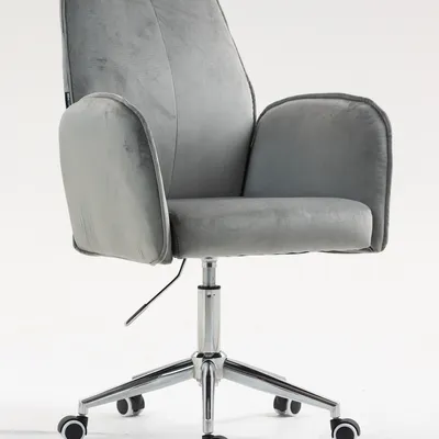 FOTEL HR280K STALOWY WELUR CHROMOWANA PODSTAWA