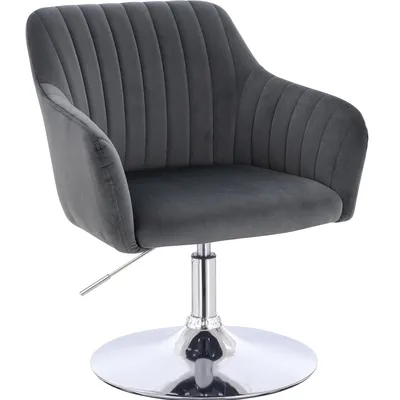 FOTEL HR190N GRAFITOWY WELUR CHROMOWANA PODSTAWA
