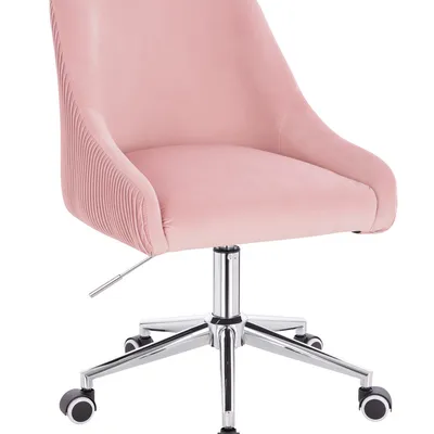 FOTEL HR920K PUDROWY RÓŻ WELUR CHROMOWANA PODSTAWA
