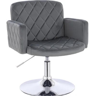 FOTEL HR802N GRAFITOWY WELUR CHROMOWANA PODSTAWA