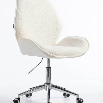FOTEL HR350K KREMOWY BARANEK CHROMOWANA PODSTAWA