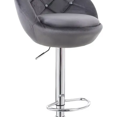 FOTEL HR948W GRAFITOWY WELUR CHROMOWANA PODSTAWA