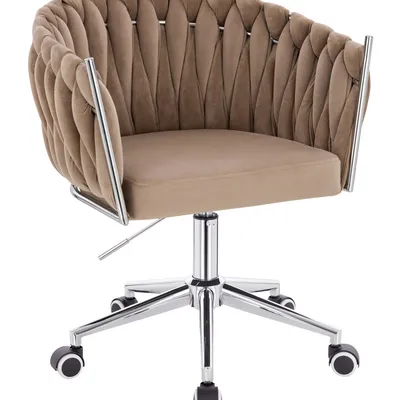 FOTEL HR750K LATTE WELUR CHROMOWANA PODSTAWA