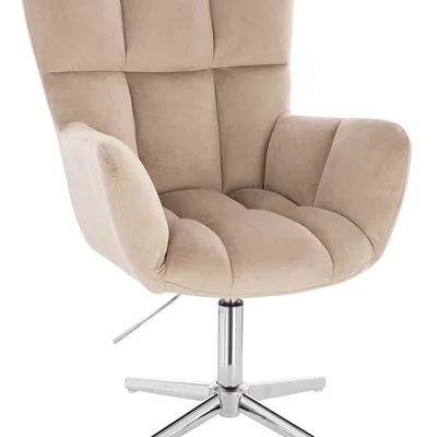 FOTEL HR650CROSS LATTE WELUR CHROMOWANA PODSTAWA