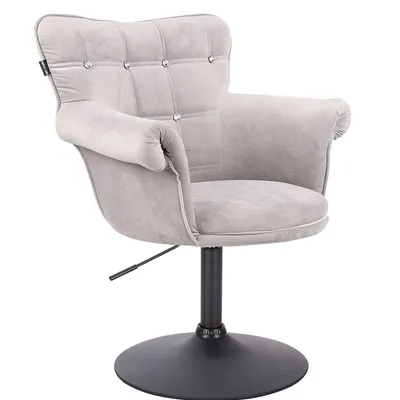 FOTEL HR804CN STALOWY WELUR CZARNA PODSTAWA