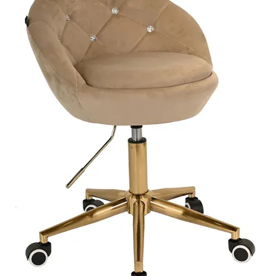 FOTEL HR948K LATTE WELUR ZŁOTA PODSTAWA