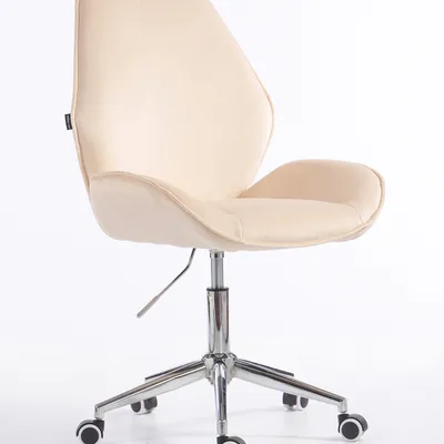 FOTEL HR350K KREMOWY WELUR CHROMOWANA PODSTAWA
