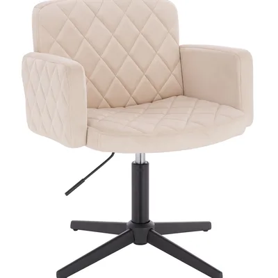 FOTEL HR802CROSS KREMOWY WELUR CZARNA PODSTAWA