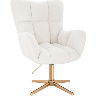 FOTEL HR650CROSS KREMOWY BARANEK ZŁOTA PODSTAWA