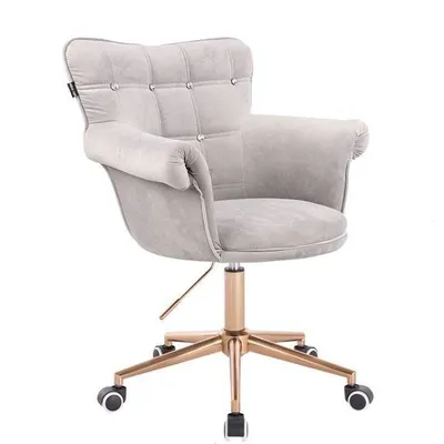 FOTEL HR804CK STALOWY WELUR ZŁOTA PODSTAWA
