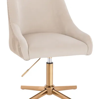 FOTEL HR920CROSS KREMOWY WELUR ZŁOTA PODSTAWA
