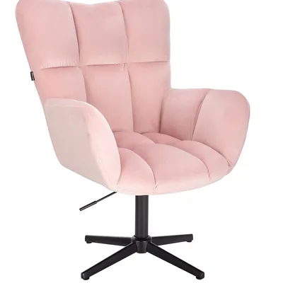 FOTEL HR650CROSS PUDROWY RÓŻ WELUR CZARNA PODSTAWA