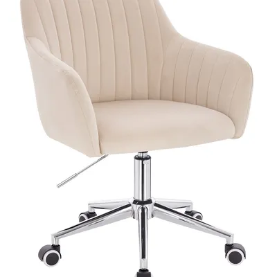 FOTEL HR190K KREMOWY WELUR CHROMOWANA PODSTAWA