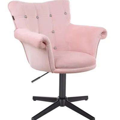 FOTEL HR804CCROSS PUDROWY RÓŻ WELUR CZARNA PODSTAWA