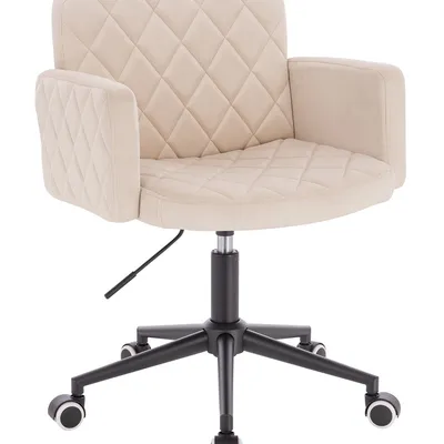 FOTEL HR802K KREMOWY WELUR CZARNA PODSTAWA