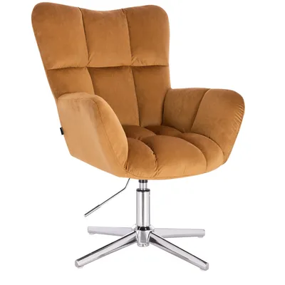 FOTEL HR650CROSS MIODOWY WELUR CHROMOWANA PODSTAWA