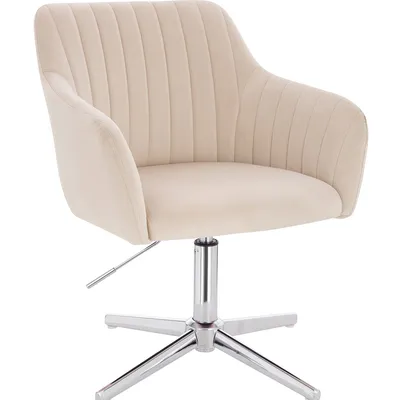 FOTEL HR190CROSS KREMOWY WELUR CHROMOWANA PODSTAWA