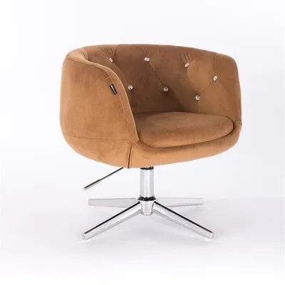FOTEL HR333CROSS MIODOWY WELUR CHROMOWANA PODSTAWA