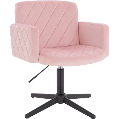FOTEL HR802CROSS PUDROWY RÓŻ WELUR CZARNA PODSTAWA