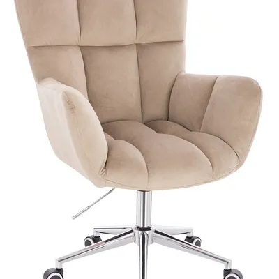 FOTEL HR650K LATTE WELUR CHROMOWANA PODSTAWA
