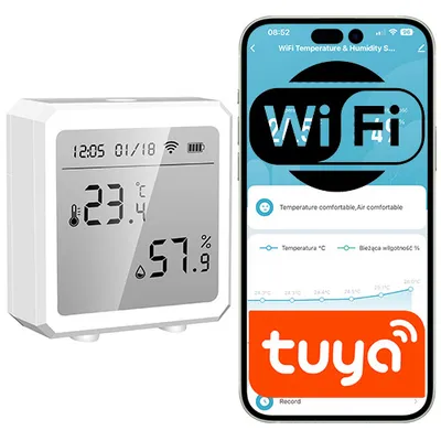 Czujnik temperatury i wilgotności WiFi ekran LCD aplikacja Tuya Smart Life