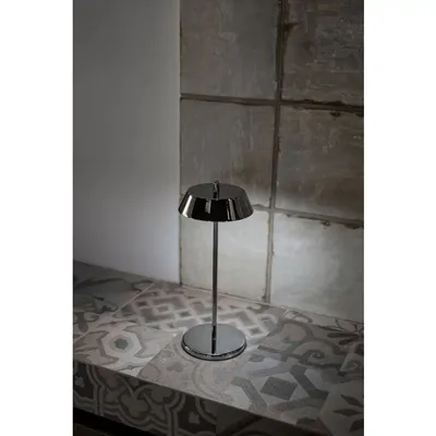 Elegancka srebrna bezprzewodowa lampka LED do restauracji VERLO OXFORD