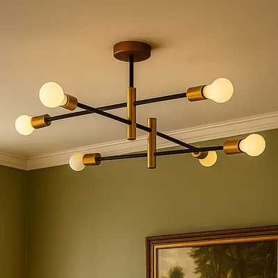 Złota lampa sufitowa do salonu w stylu glamour FLOKI 6 punktowa E27
