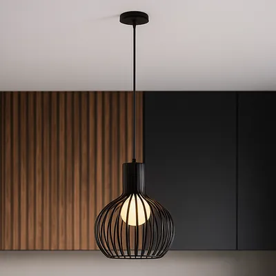 Metalowa lampa wisząca z regulacją długości FLOKI z drucianym kloszem