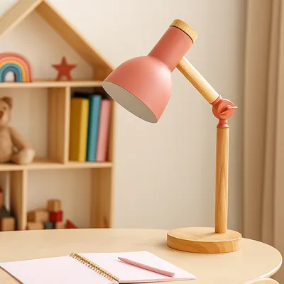 Różowa lampka biurkowa dla dzieci FINN z regulowanym ramieniem