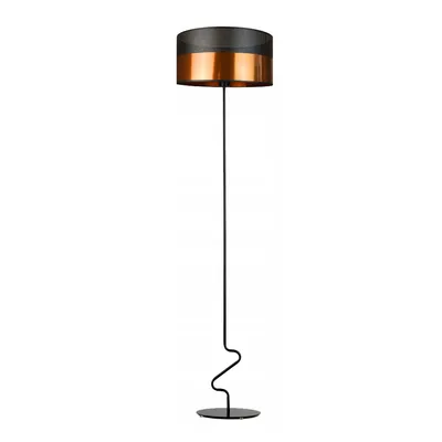 Czarna lampa podłogowa z miedzianym kloszem JERSEY GLAM w stylu glamour