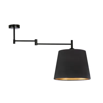 Nowoczesna lampa sufitowa z regulowanym ramieniem TAMPA VELUR w kolorze czarnym