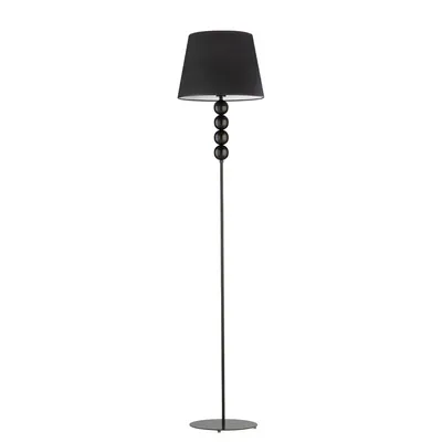 Czarna lampa stojąca do salonu SEUL VELUR z abażurem