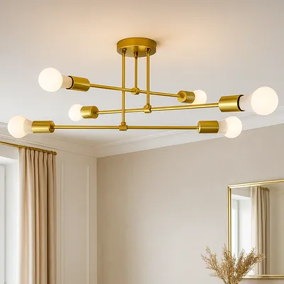 Złota lampa sufitowa do salonu TORI z 6 źródłami światła