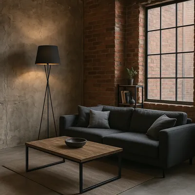 Czarna lampa stojąca w stylu loftowym TOKIO VELUR