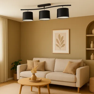 Czarna lampa sufitowa 3-punktowa z regulacją kloszy CARTAGENA