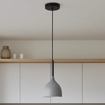 Szara lampa wisząca metalowa GALLASA w stylu skandynawskim