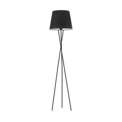 Metalowa lampa podłogowa na trójnogu TOKIO VELUR z abażurem ze złotym wnętrzem