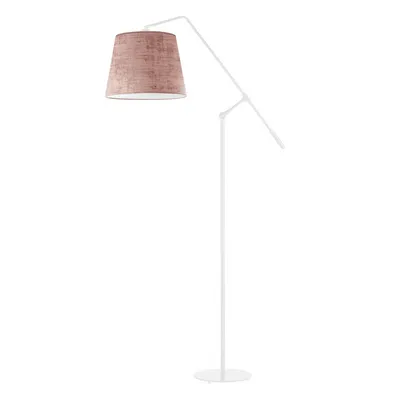 Biała lampa podłogowa FOYA VELUR z regulowanym kloszem
